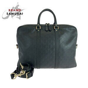 GUCCI Guccissima black leather business bag shoulder